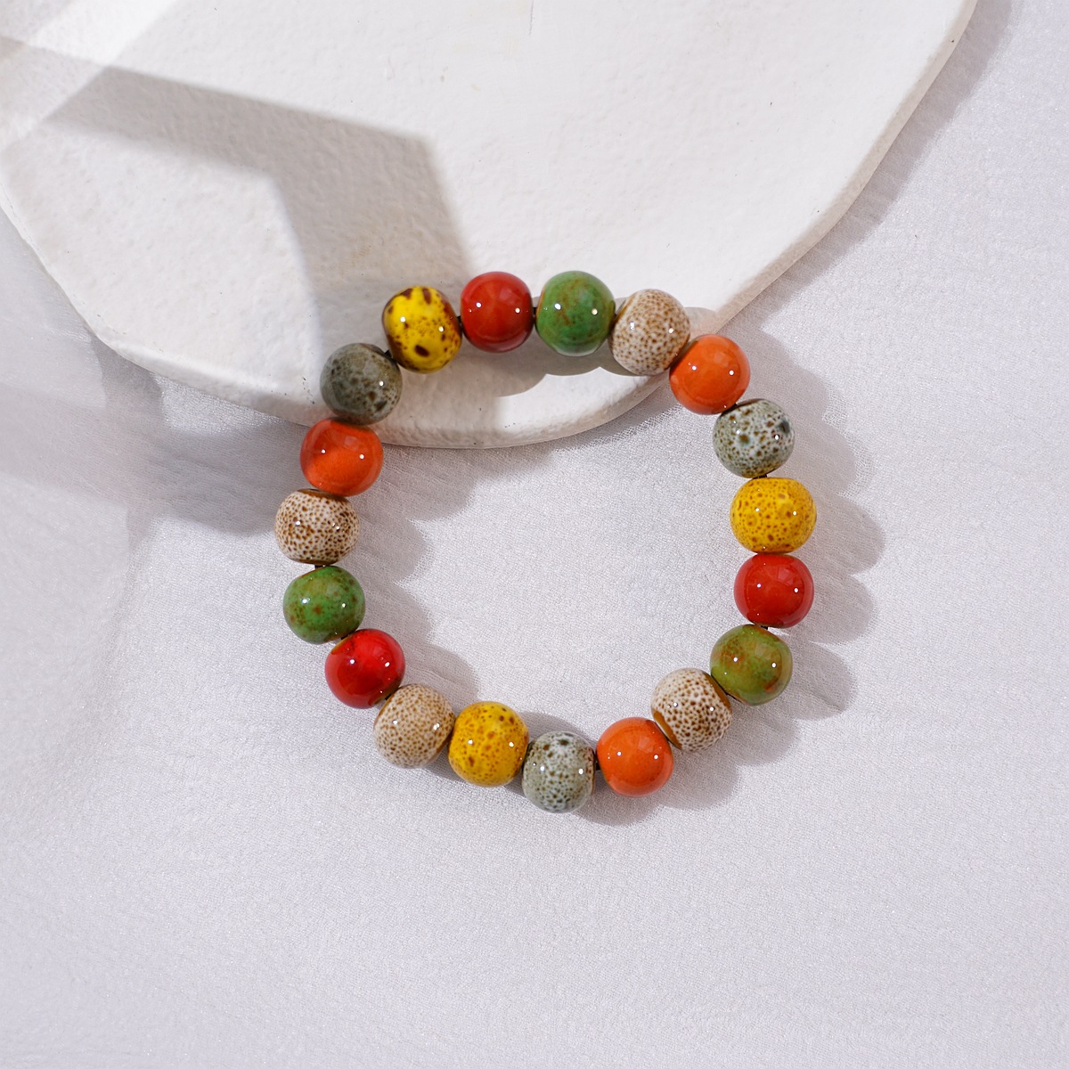 景德镇陶瓷饰品新款时尚花釉珠子手链多色休闲民族风学生手串