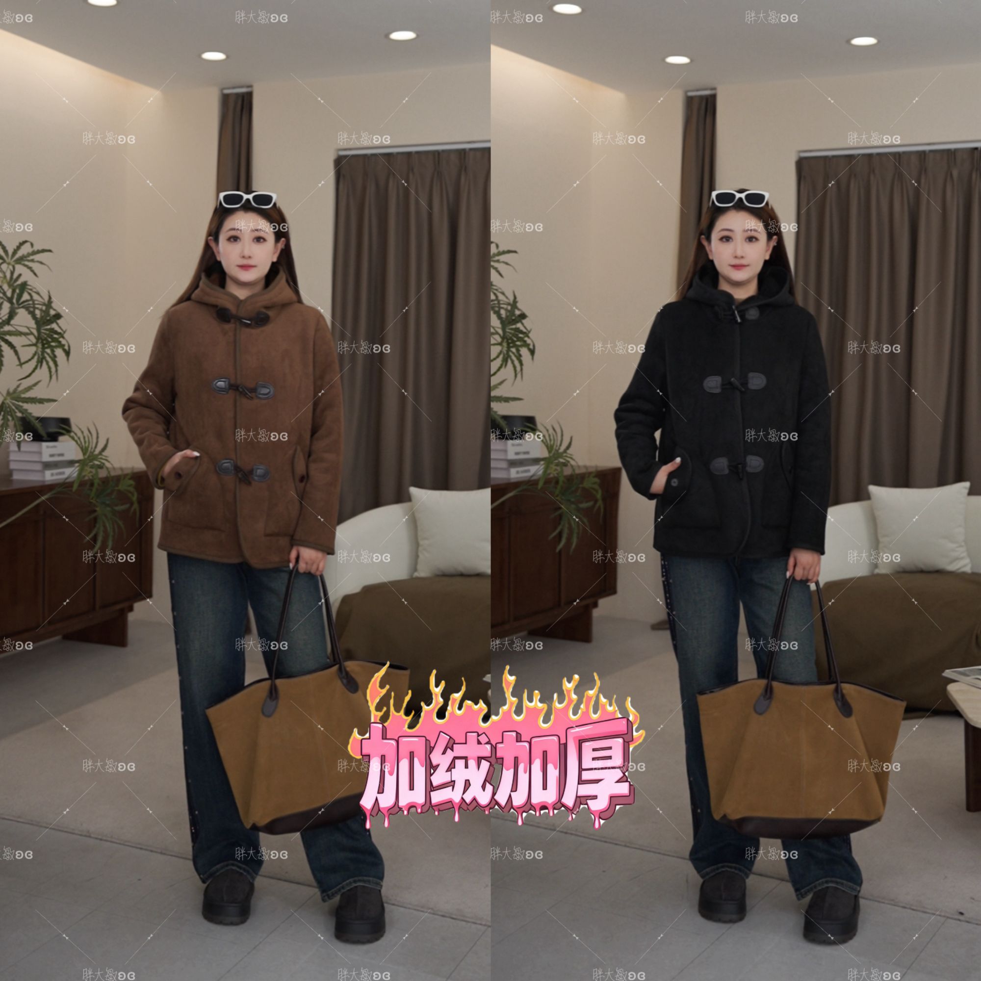 【上新】冬款外套PDM22641新款复古百搭保暖牛角扣大码女装外套