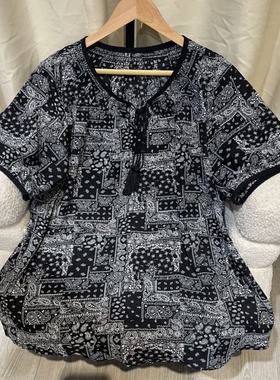 PWD33123【现货仅上衣】（冰感夏花）波西米亚风宽松上衣【衣长72