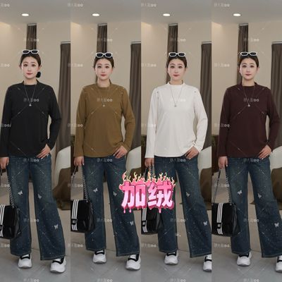 【上新】冬款上衣PDM22616秋冬新款显瘦百搭半高领大码女装T恤