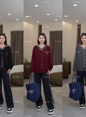 【秋款上新】PMM82151秋季新款时尚显瘦休闲条纹连帽假两件大码女