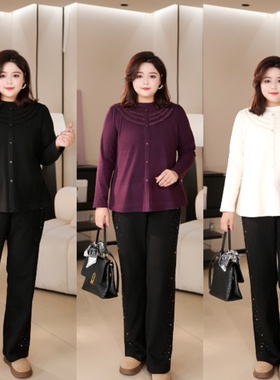 PWD33405【仅上衣】秋冬季百搭时尚花边上衣大码女装【衣长68】