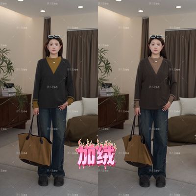 【上新】冬款上衣PDM22620新款正肩显瘦假两件半高领大码女装上衣