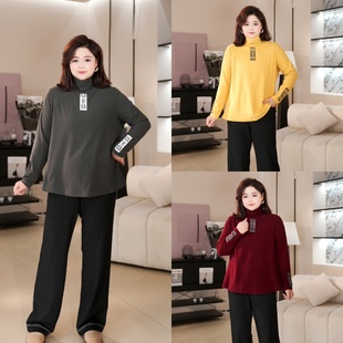 衣长70 PWD33377 女装 秋冬宽松显瘦高领印花大码 现货仅上衣