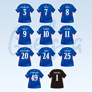 切尔西帕尔默阿扎尔球衣贴纸装饰手账防水贴画足球周边