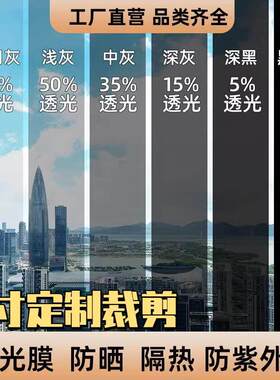 黑灰色茶色玻璃贴膜遮光隔热膜家用窗户亚克力板贴纸透明窗膜包邮