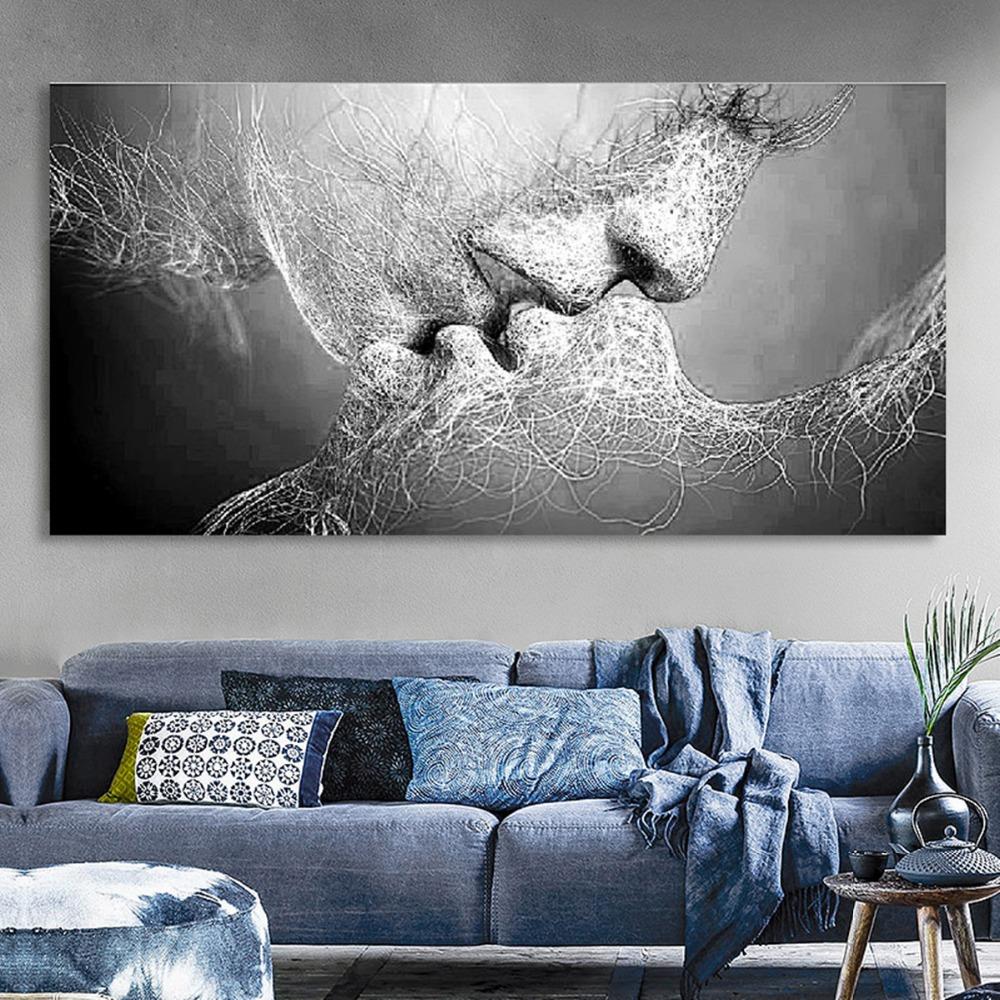 Black Canvas Painting Abstract Home Bedroom  Decoration Wall