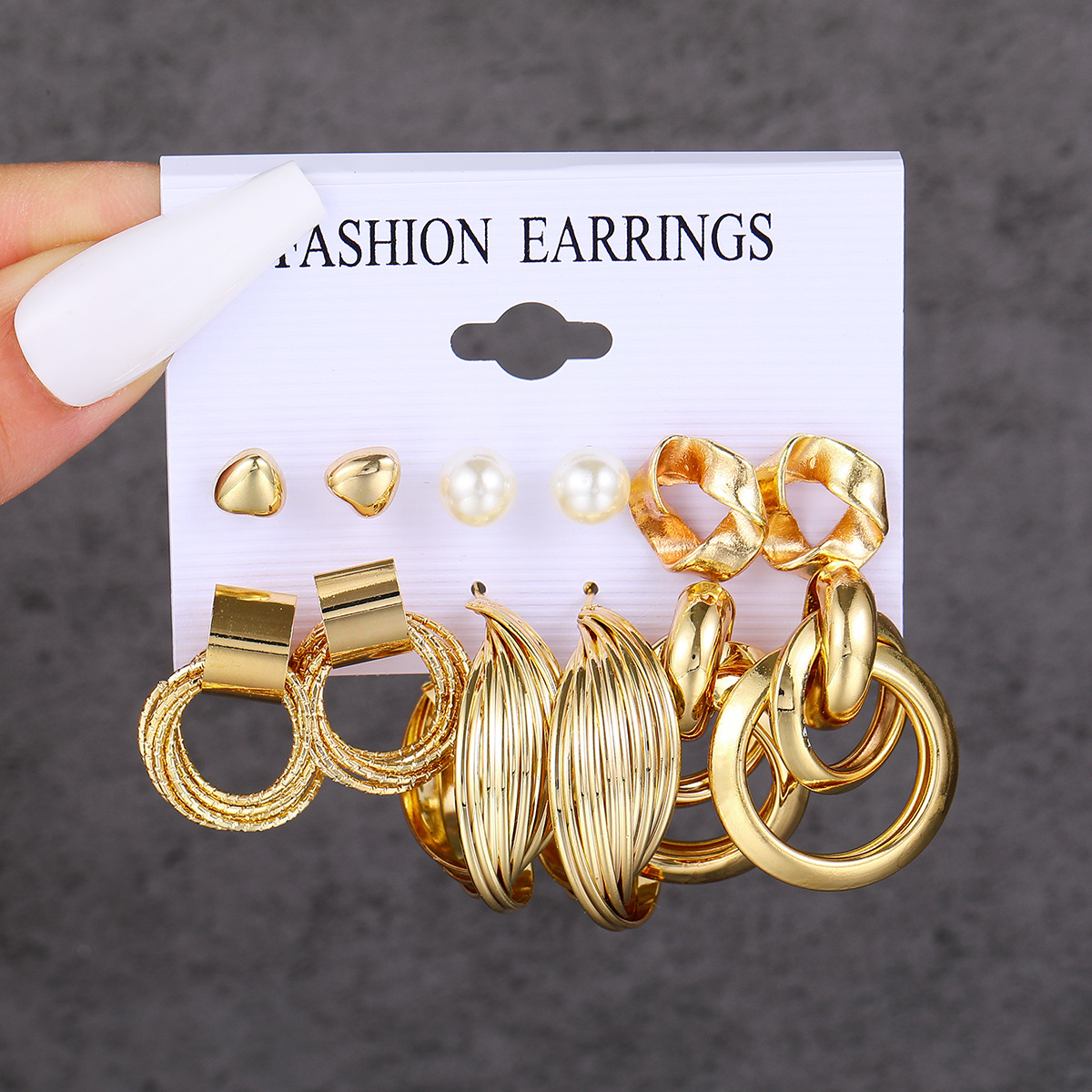 Korean Gold Earrings Set For Women Vintage Jewelry Gifts