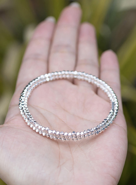 足银99三圈几何珠超闪手链