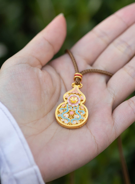 足银9999珐琅葫芦毛衣链