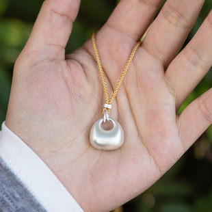 福有 足银9999银色国潮小胖福实心项链小众设计高级感银坨坨