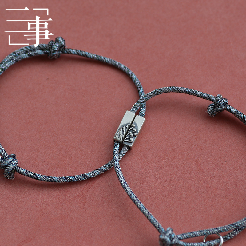 执手纯银925复古中国风波浪手链(非品牌)