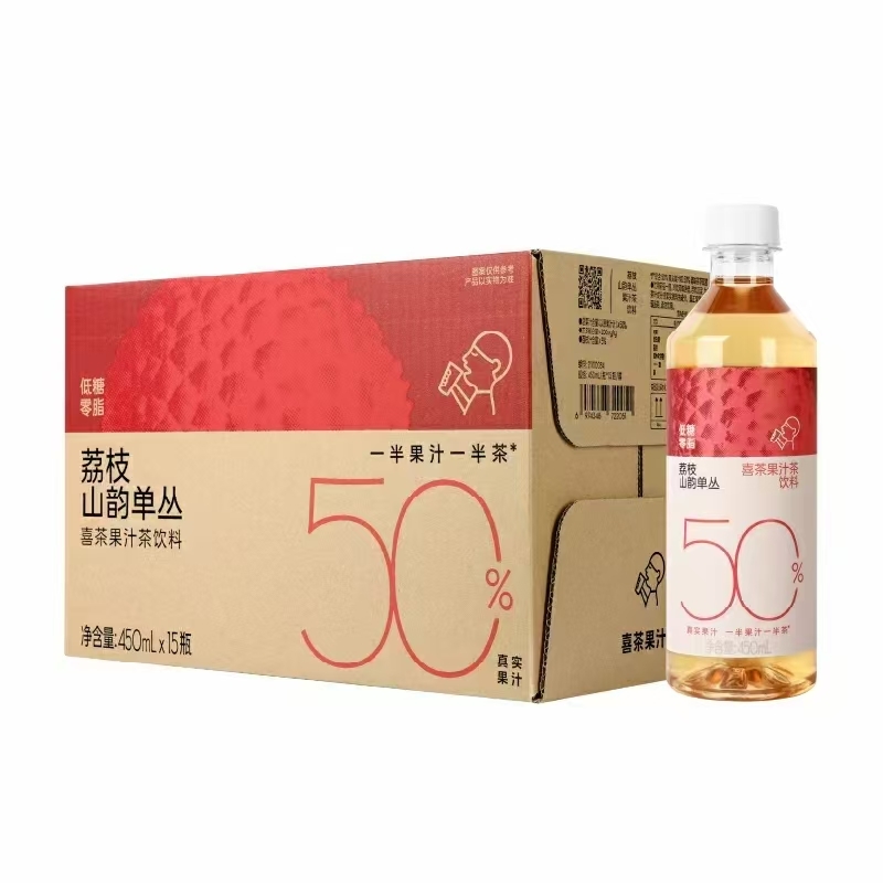 喜茶荔枝山韵单丛果汁茶饮料450ml*15瓶装整箱低糖零脂果茶饮品