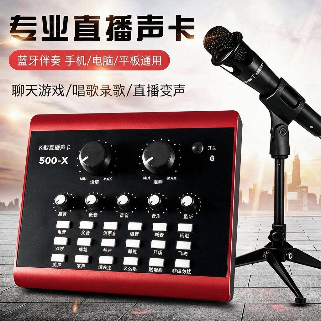 声卡主直播唱歌专通用手机电脑外置游戏变声器话筒领夹麦喊麦套装