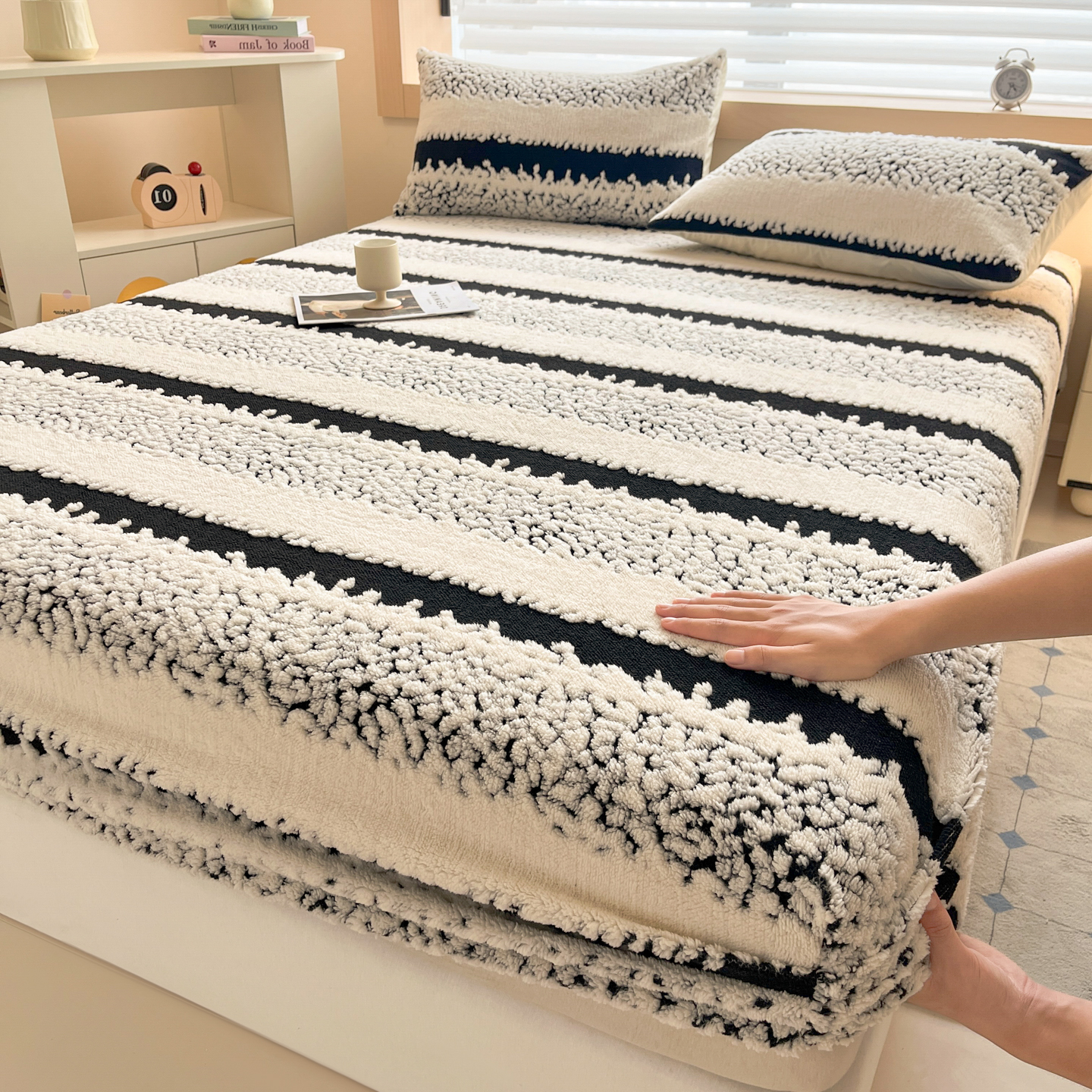 加厚塔芙牛奶绒床笠冬季加绒床罩