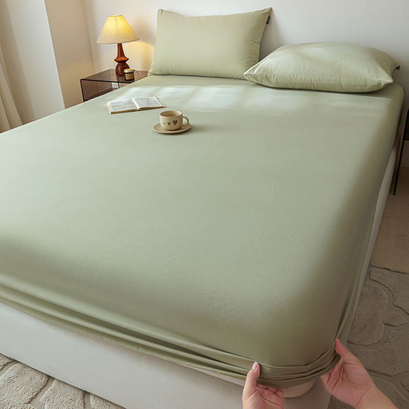 纯色加厚磨毛纯棉床笠罩