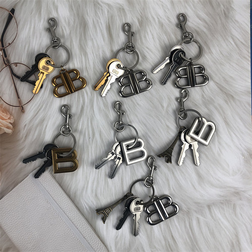 复古巴黎铁塔B字母rodeo做旧金属钥匙扣包包挂件潮流车钥匙扣送礼
