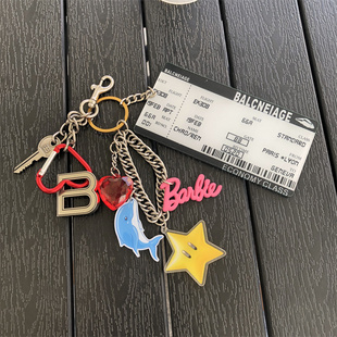 适用于巴家rodeo包包挂件原创时尚挂饰高级感锁匙扣B扣个性登机牌