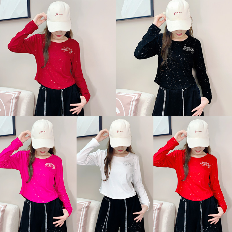 纤伽【有加绒和不加绒】秋冬新款莫代尔螺纹棉上衣闪星时尚百搭长