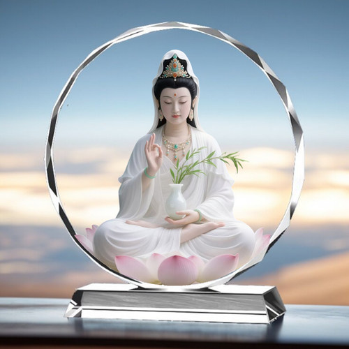 杨柳观音菩萨水晶摆件平安健康