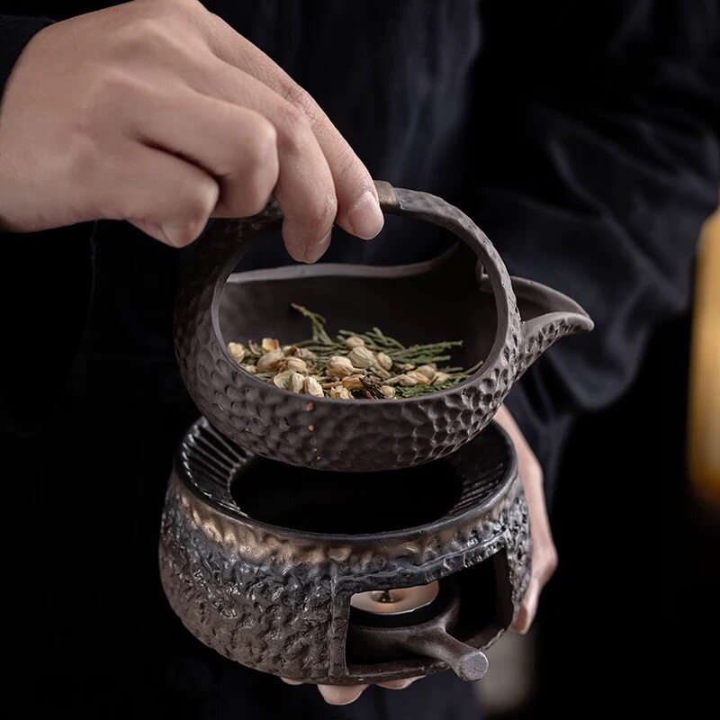 粗陶日式焙茶炉陶瓷茶叶提香器蜡烛加热雪松精油香粉烘烤炉熏香炉