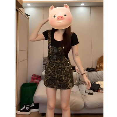 美式复古遮肉显瘦牛仔背带裤裙女