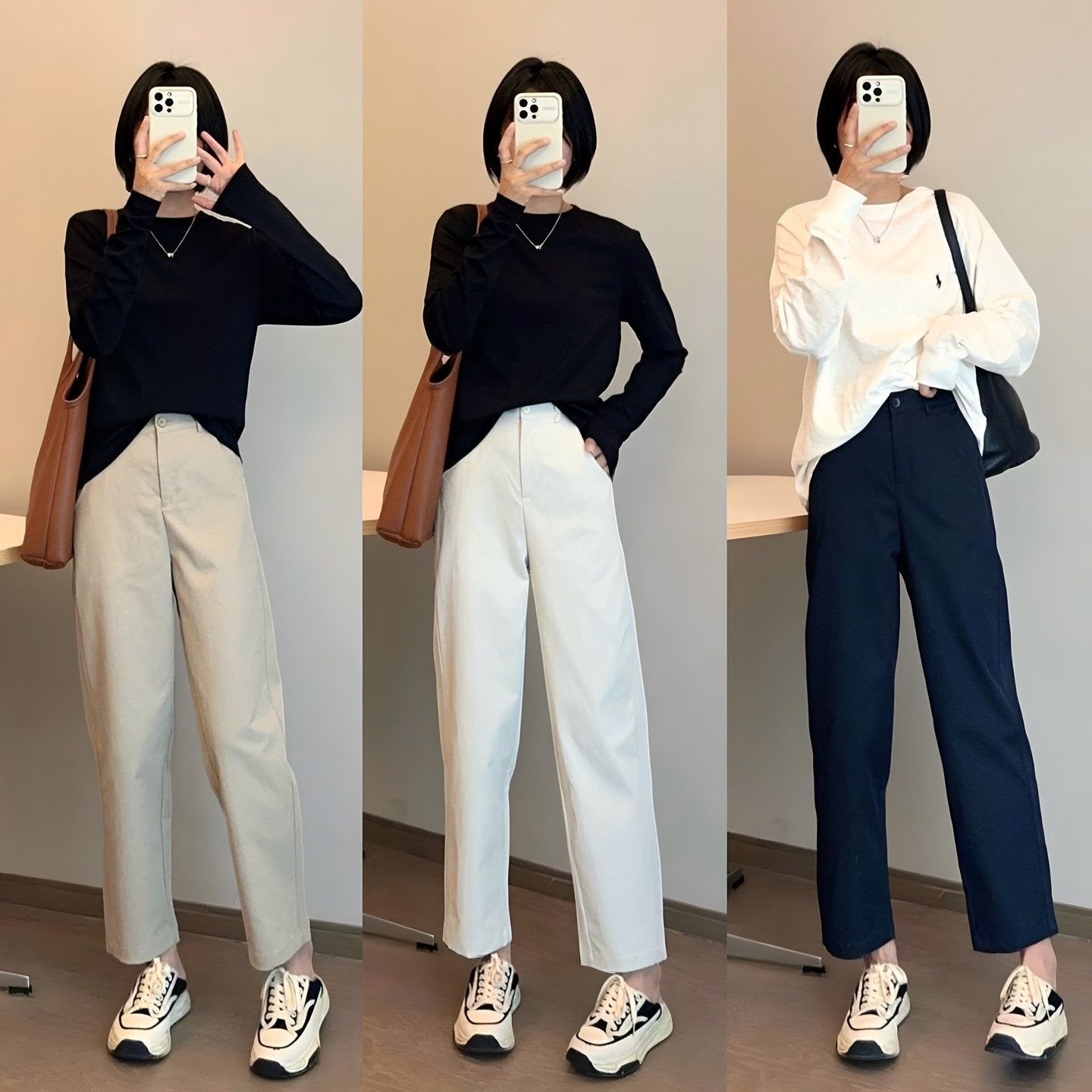 今年流行款的小个子休闲直筒九分裤女春秋版型好的宽松高腰老爹裤