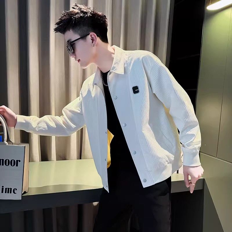春秋季男士休闲外套白色夹克2025新款痞帅男装上衣高级感秋款衣服