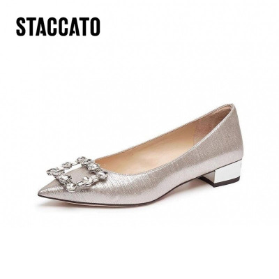 思加图2025秋新款方糖水星仙女风单鞋浅口尖头气质平底鞋EG418CQ5