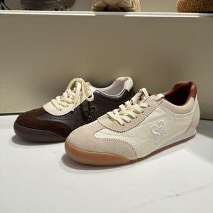 思加图2026年春款 休闲鞋 拼接深口系带女单鞋 EPN22 休闲百搭德训鞋