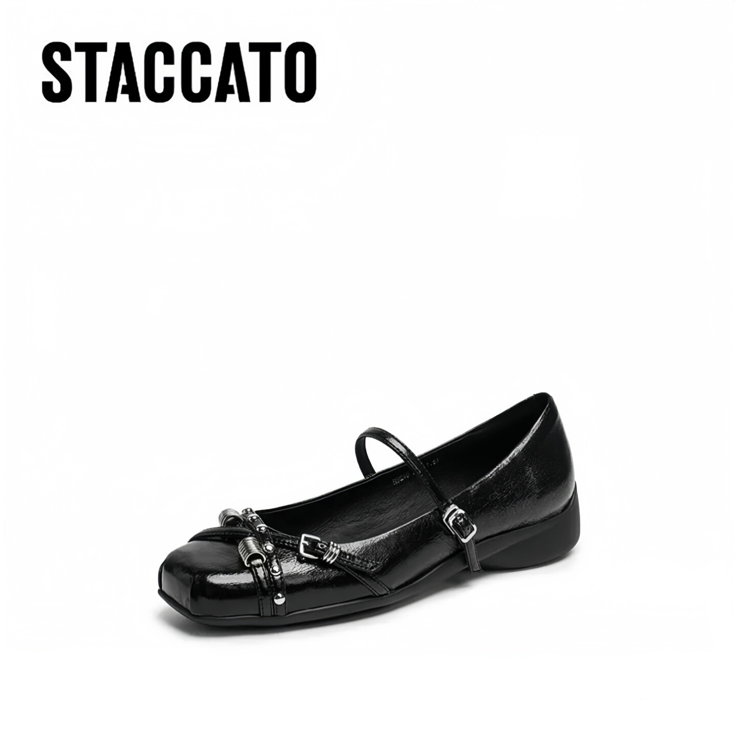 思加图女鞋2025新款甜酷银色玛丽珍鞋浅口芭蕾舞鞋女单鞋R9260CQ5