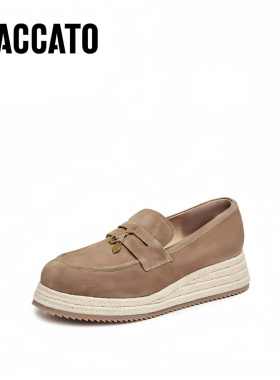 思加图女鞋2025春季新款马赛夏天渔夫鞋乐福鞋厚底单鞋女H2263AA5