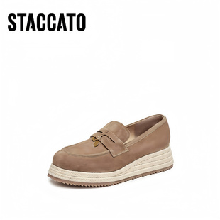 思加图女鞋2025春季新款马赛夏天渔夫鞋乐福鞋厚底单鞋女H2263AA5