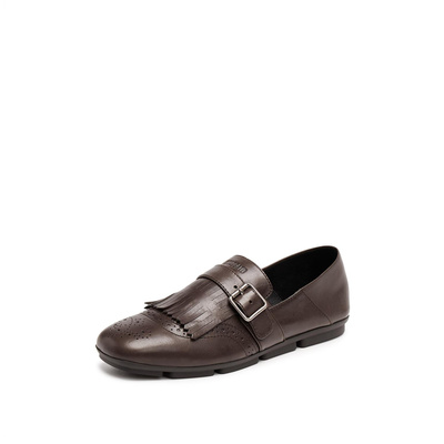 思加图2025新款小刘海英伦风复古乐福鞋平底鞋一脚蹬女鞋EGZ04CA5