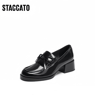 思加图2025秋季新款小珍妮英伦风乐福鞋粗跟小皮鞋女单鞋EGY05CA5