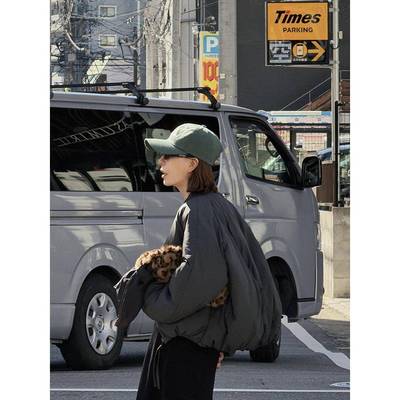 阿水 0328|私服系列 深灰色插肩袖造型感棉服