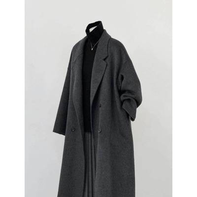 深灰色双面羊绒呢子大衣女2025冬季新款高级感加厚羽绒羊毛呢外套