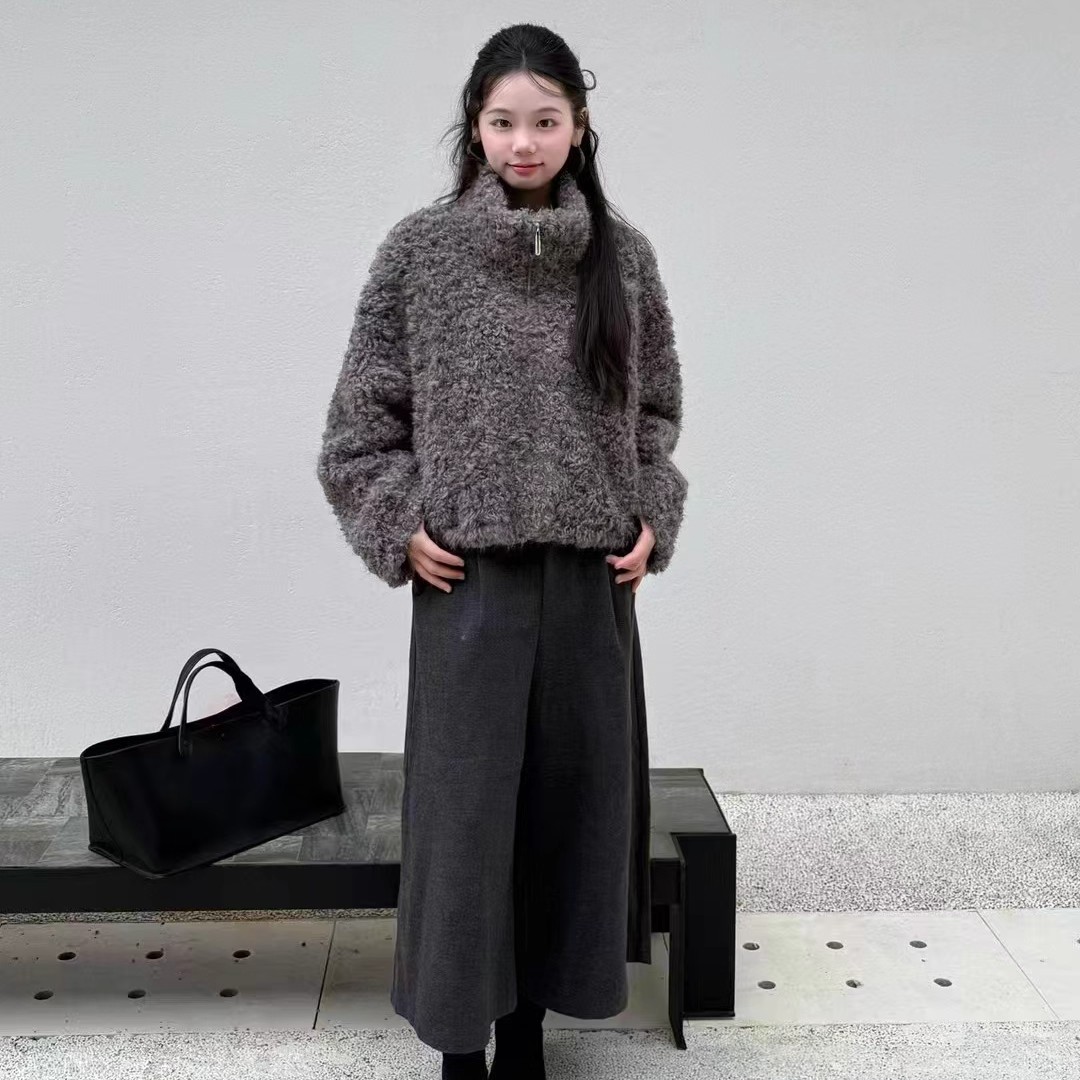 仿羊羔毛外套韩系2025秋冬新款百搭小个子立领洋气高级感穿搭女