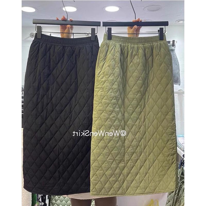美式休闲菱格加厚高腰半身裙2023秋冬百搭开叉直筒长裙夹棉裙子女,女装/女士精品,半身裙,淘宝优惠券,粉丝福利购,淘宝优惠卷