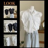 专柜撤回设计感小众衬衫 无袖 女夏季 法式 上衣高级感 新款 清仓捡漏