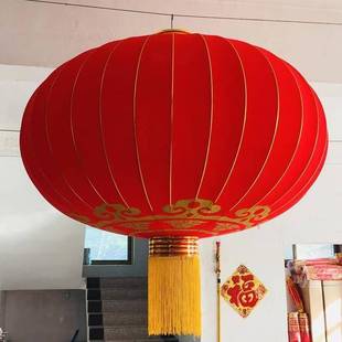 植绒布金边铁口大红灯笼结婚户外防水防晒全红中式新年灯笼灯挂饰