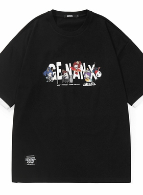 《大话西游》手游X闪电潮牌联名款T恤黑色纯棉圆领春季新款短袖