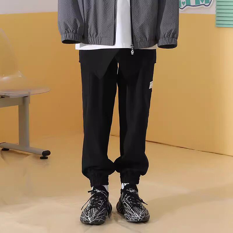 GENANX闪电潮牌2025新款宽松束脚直筒休闲裤男多口袋抽绳百搭裤子