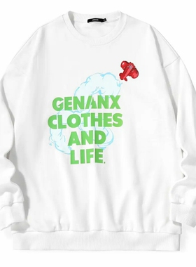 GENANX闪电潮牌2025新款无性别套卫衣白色简约设计情侣重磅卫衣