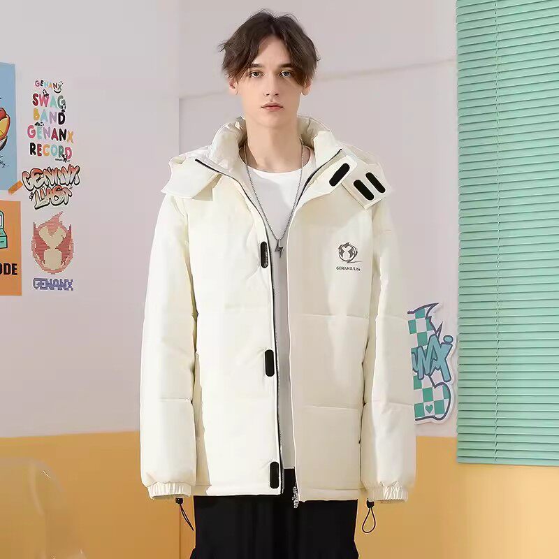 GENANX闪电潮牌2025新款冬季保暖棉衣外套面包服连帽立领防风外套