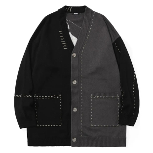 毛衣针织衫 落肩宽松V领开衫 情侣外套 新款 GENANX闪电潮牌22FW冬季