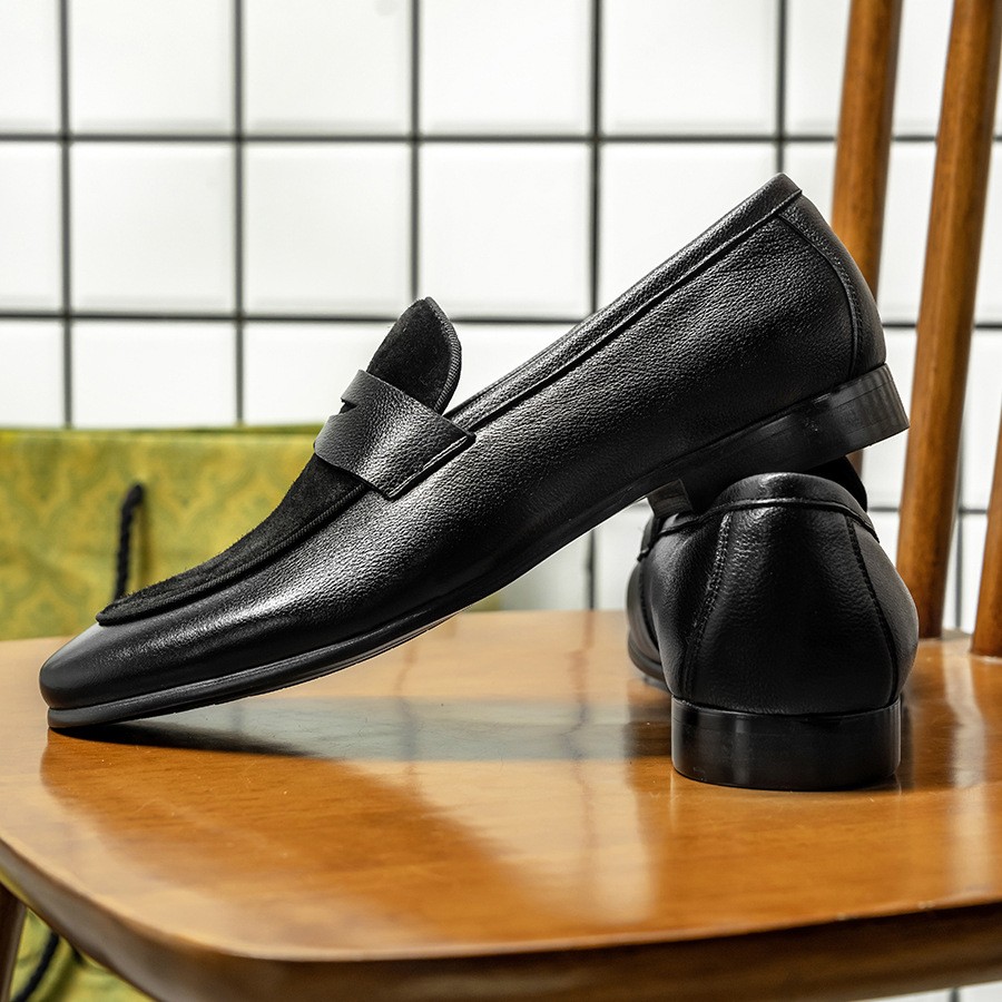 春夏新款套脚软底防滑百搭驾车鞋子透气商务正装男士皮质乐福鞋