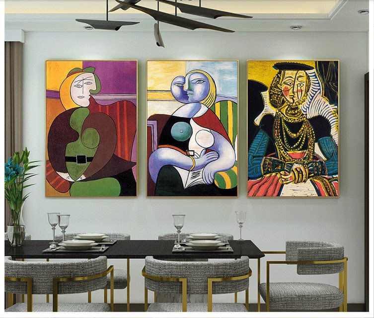世界名画毕加索装饰画抽象创意个性人物客厅人像油画挂画酒店壁画