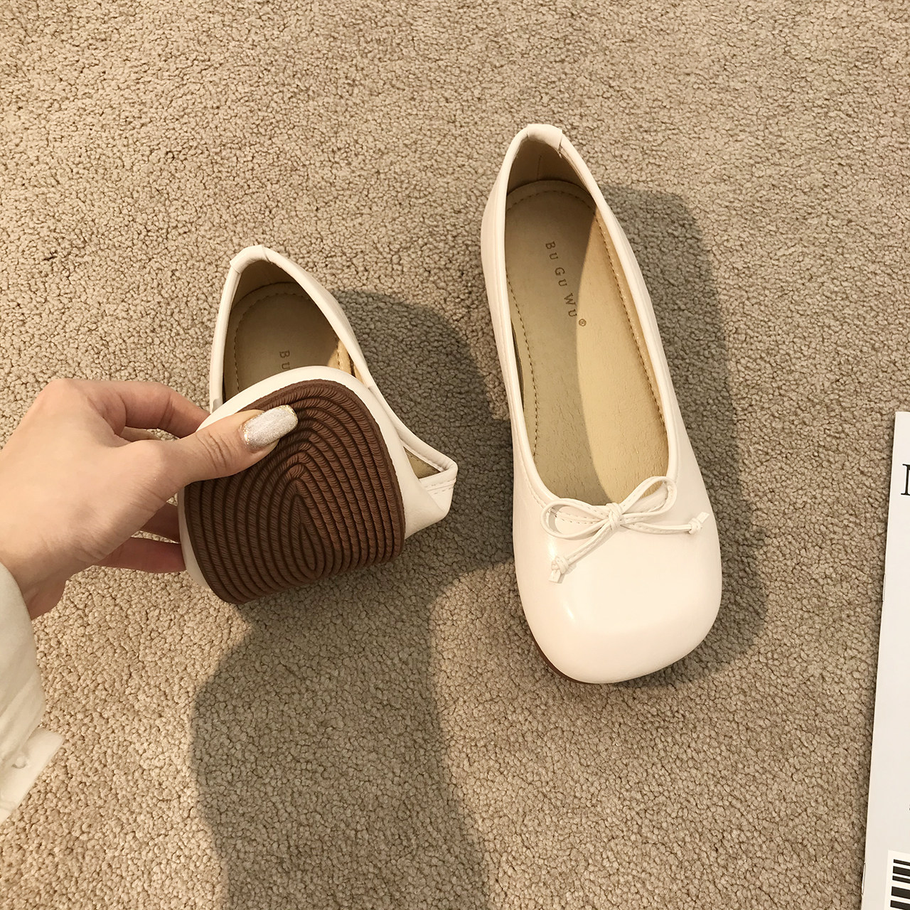 复古文艺圆头温柔风奶奶鞋2024年春软底仙女平底蝴蝶结孕妇单鞋女