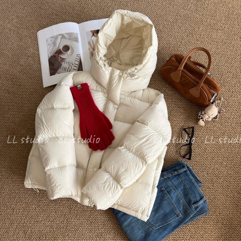 泡芙羽绒服女短款冬季95白鸭绒2025新款加厚面包服磁吸扣显瘦外套